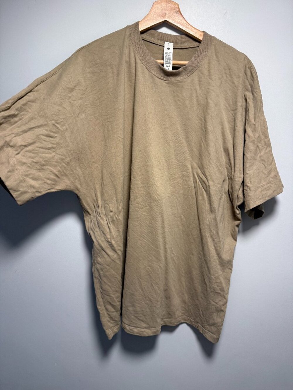 Lululemon Cotton Jersey Oversized Short-Sleeve Shirt Large Shear Oak - Picture 2 of 5